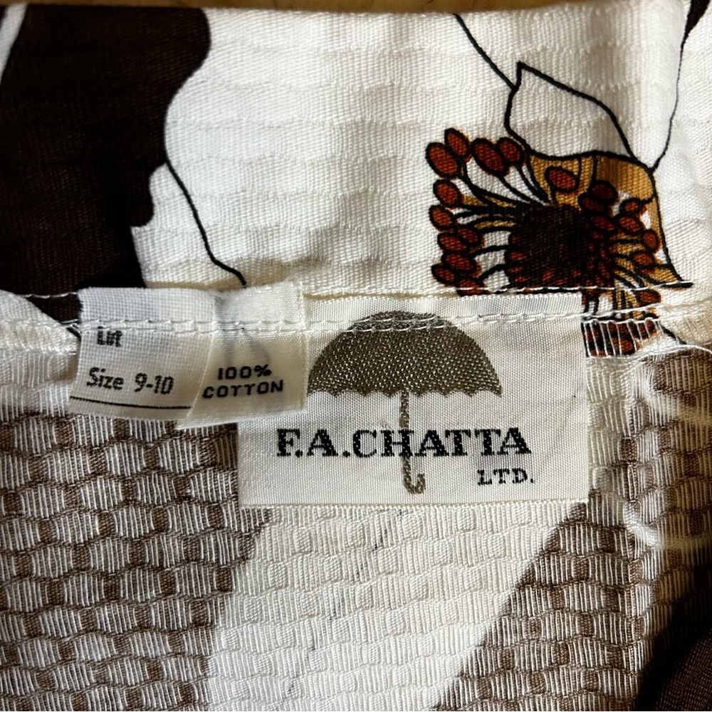 Vintage 70s F.A.Chatta Brown Floral Maxi Skirt 26 Waist - Picture 12 of 14